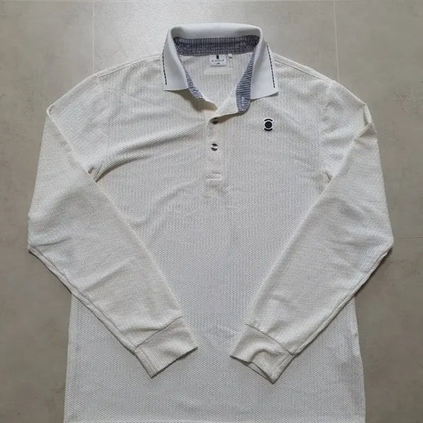 [BUNJANG] WAAC Men's Long Sleeve Polo Shirt White Size 100 / 와이드앵글 (100)골프웨어 긴팔카라티