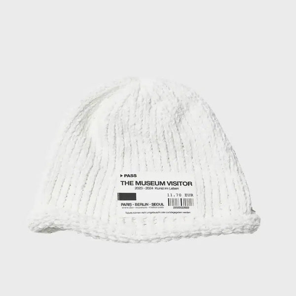 [BUNJANG] The Museum Visitor Ticket Knit Beanie - White OS / [OS] 더 뮤지엄 비지터 티켓 니트 비니 화이트