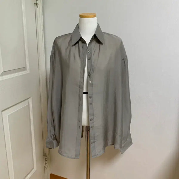 [BUNJANG] Split Back Sheer Blouse / 뒷트임 여리여리 블라우스 살안타템
