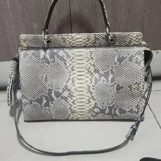 [BUNJANG] ZARMOI Real Python Satchel Bag Large / 잘모이 리얼파이톤 사첼백 라지사이즈