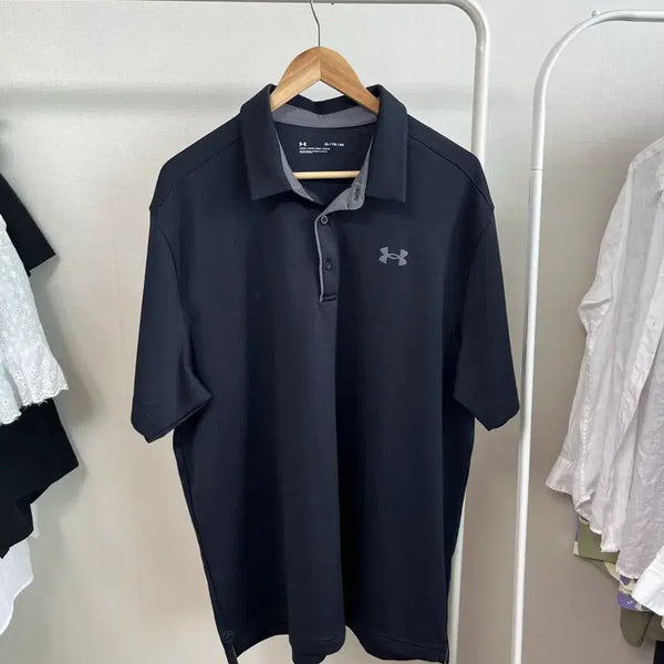 [BUNJANG] Under Armour Black Dry-Fit Men's Polo T-Shirt XL / 언더아머 반팔 카라티 블랙 드라이소재 남성 XL