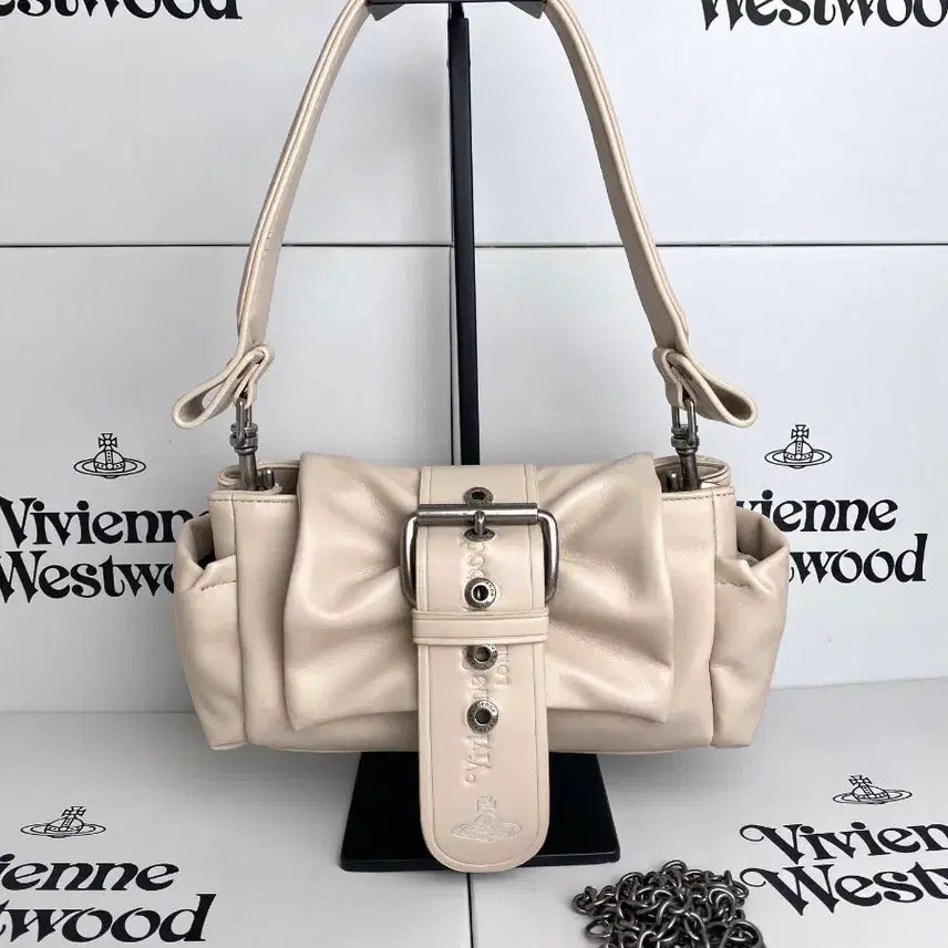 [BUNJANG] Vivienne Westwood Derby Small Buckle Shoulder Bag Beige / 여자 자가용 비비안 웨스트우드 더비 버클 숄더백 베이지  정품