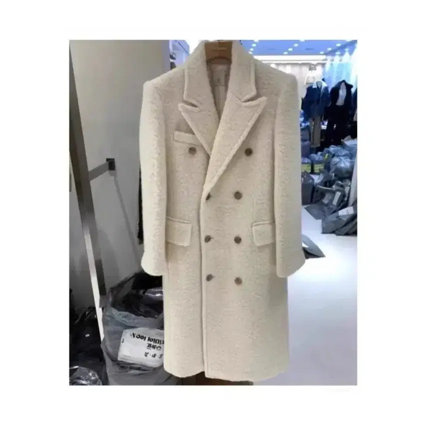 [BUNJANG] Tailored Wool Coat - Ivory, One Size / 테일러드 울 양모 코트 - 아이보리,프리