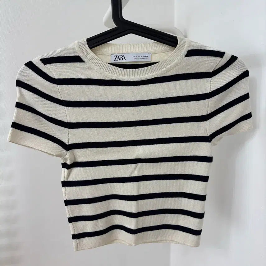 [BUNJANG] ZARA Striped Short Sleeve Knit Top / 새상품 자라 ZARA 스트라이프 반팔 니트