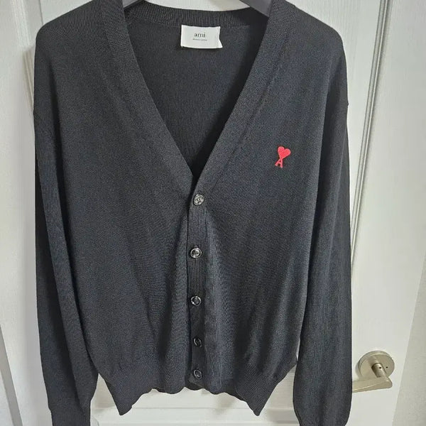 [BUNJANG] AMI Black Heart Logo Cardigan XXL / (정품) 아미 블랙 가디건 2xl