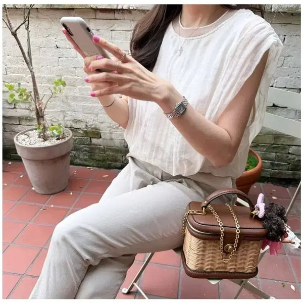 [BUNJANG] Dear Rose Cropped Ribbed Blouse - Ivory / 디어로즈 크롭 시보리 블라우스 - 아이보리