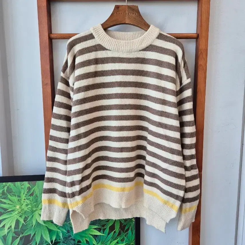 [BUNJANG] Striped Oversized Fit Knit - Brown / (새상품)스트라이프 오버핏니트 브라운