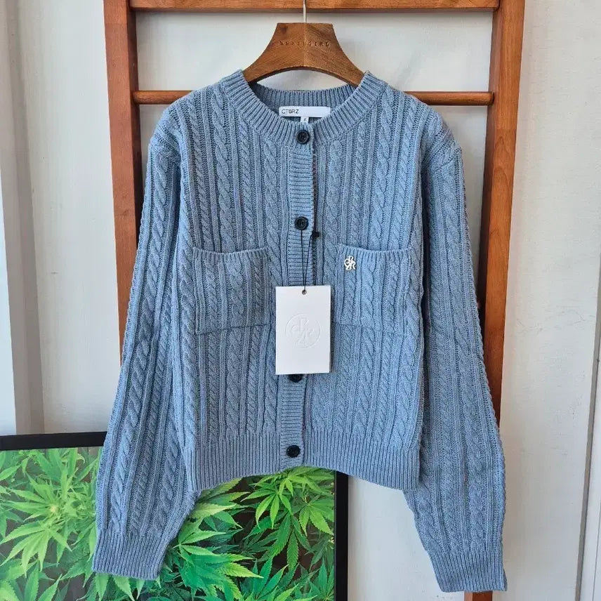 [BUNJANG] Citybreeze Cable Knit Cardigan Sky Blue / (새상품)시티브리즈 케이블 니트 가디건 하늘색