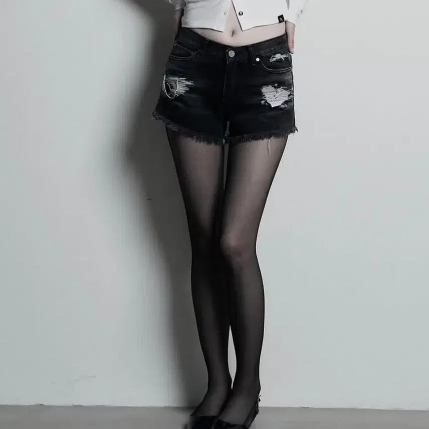 [BUNJANG] Synergy Catwashing Damage Denim Shorts L / 시너진 캣워싱 데미지 데님 쇼츠 L