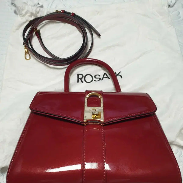 [BUNJANG] Rosa.K Burgundy Patent Leather Tote Bag / 로사케이 버건디 페이던트 토트백