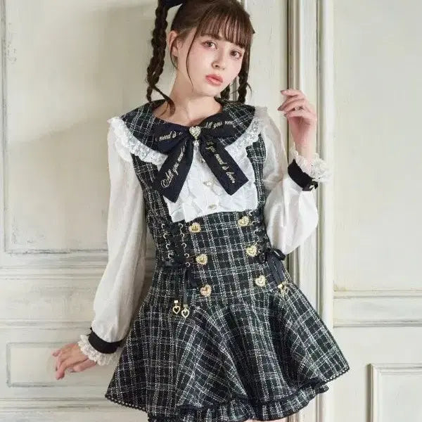 [BUNJANG] Liz Lisa Message Ribbon Tweed Setup / LIZ LISA 리즈리사 메시지 리본 트위드 셋업
