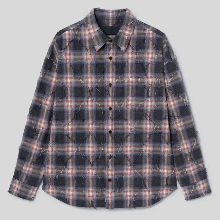 [BUNJANG] Juun.J 26FW Argyle Needle Check Loose Fit Shirt - Amber Blue / [46]준지 26FW 아가일 셔츠 - 엠버 블루