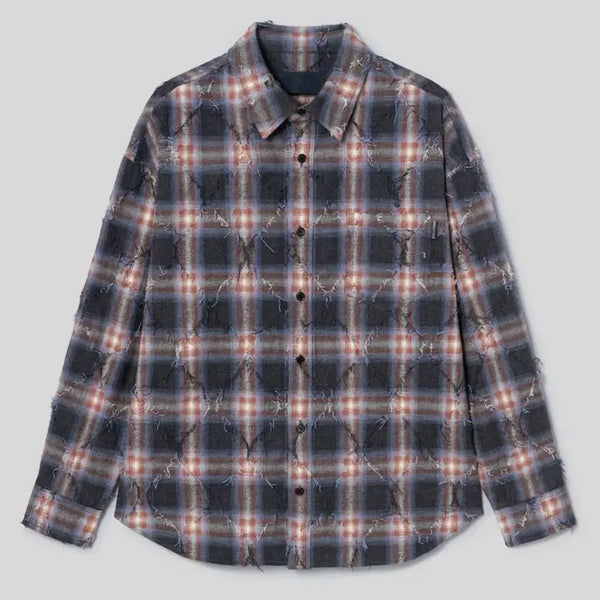 [BUNJANG] Juun.J 26FW Argyle Needle Check Loose Fit Shirt - Amber Blue / [46]준지 26FW 아가일 셔츠 - 엠버 블루