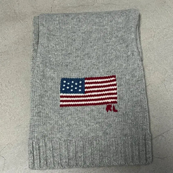 [BUNJANG] Polo Ralph Lauren Flag Wool Scarf Grey / 폴로 랄프로렌 성조기 머플러 그레이