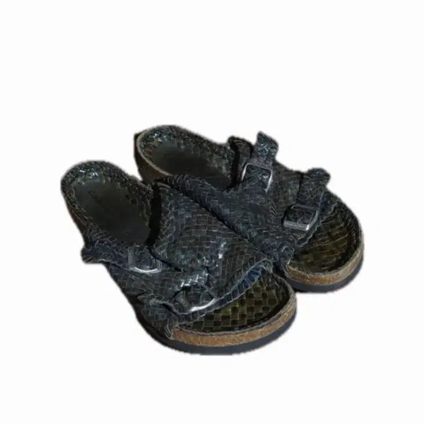 [BUNJANG] CABANE de ZUCCa Woven Leather Double Buckle Sandals / 카반 드 주카 위브 레더 스트랩 더블 버클 샌들