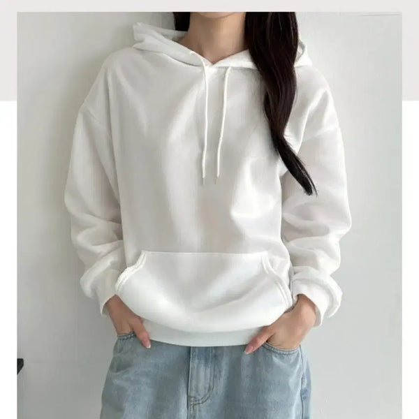 [BUNJANG] Women's Simple Hooded Long Sleeve T-Shirt / 여성용 심플 후드 긴팔 티셔츠