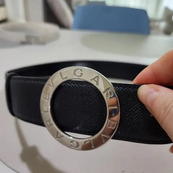 [BUNJANG] Bulgari Men's Belt Black Silver Buckle / 불가리  벨트