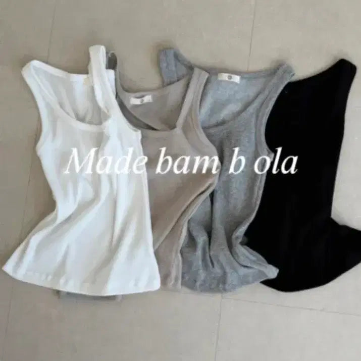 [BUNJANG] Bambiola Resort Ribbed Tank Top Black Free Size / 밤비올라 리조 골지나시 블랙F