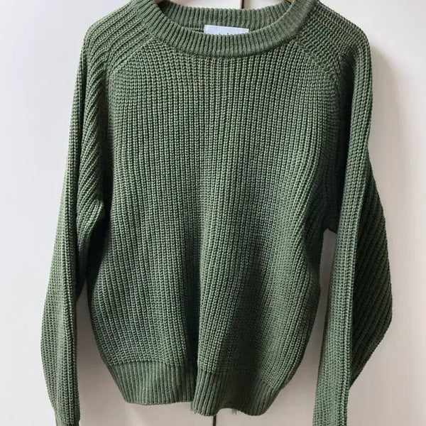 [BUNJANG] Olive Khaki Knit Sweater / 올리브 카키 니트 스웨터