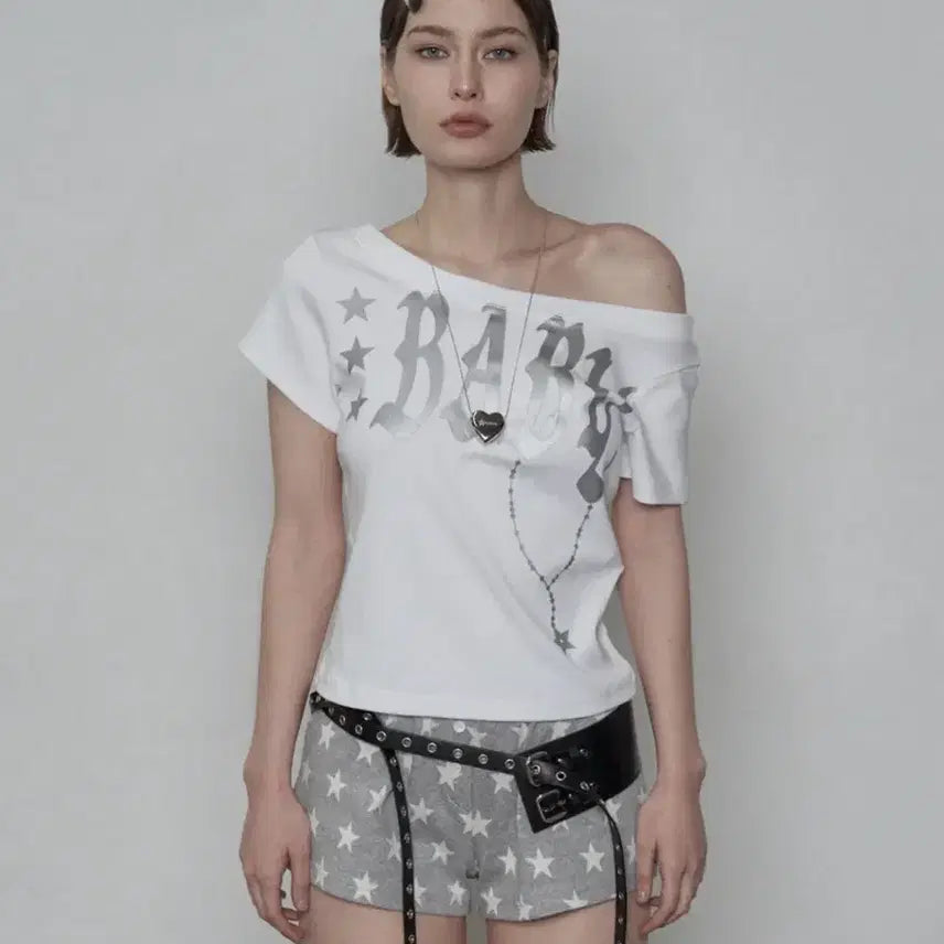 [BUNJANG] Set Up EX One-Shoulder Short-Sleeved Top / 셋업이엑스이 원숄더 반팔