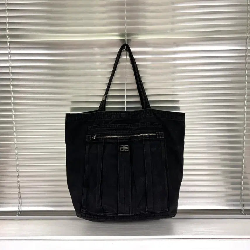 [BUNJANG] Porter Cotton Tote Bag Washed Black / PORTER-COTTON TOTE BAG 포터 데님 토트백 블랙