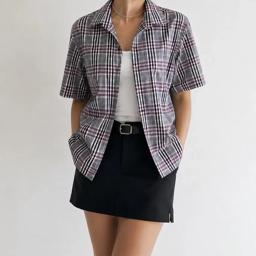 [BUNJANG] Check Pattern Short Sleeve Shirt / 체크 반팔 셔츠