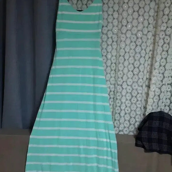 [BUNJANG] Forever 21 Mint Stripe Long Dress / 포에버 21 민트 스트라이프 롱 원피스