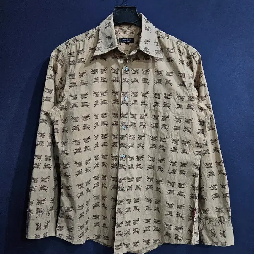 [BUNJANG] Burberry Black Label Men's Long Sleeve Shirt - Logo Pattern / 버버리 블랙라벨 로고패턴 남성 3 긴팔셔츠