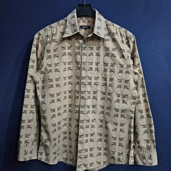 [BUNJANG] Burberry Black Label Men's Long Sleeve Shirt - Logo Pattern / 버버리 블랙라벨 로고패턴 남성 3 긴팔셔츠