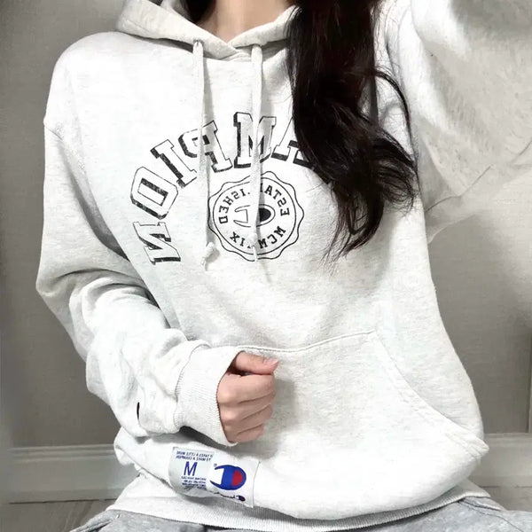 [BUNJANG] Champion Back Melange Big Logo Hoodie Oatmeal M / M/챔피온 백멜란지 후드티/오트밀/브랜드/옷/교복아우터/백메란지