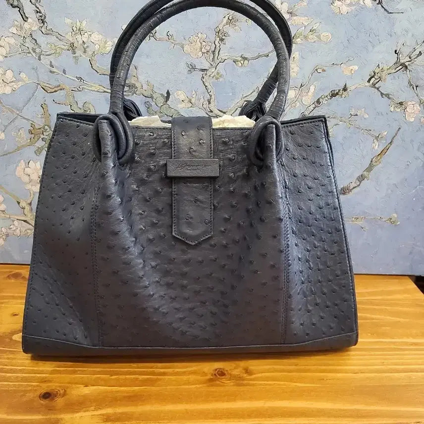 [BUNJANG] Homiga Ostrich Leather Tote Bag Shoulder Bag Navy / 호미가 타조 가죽 토트백 숄드백 네이비