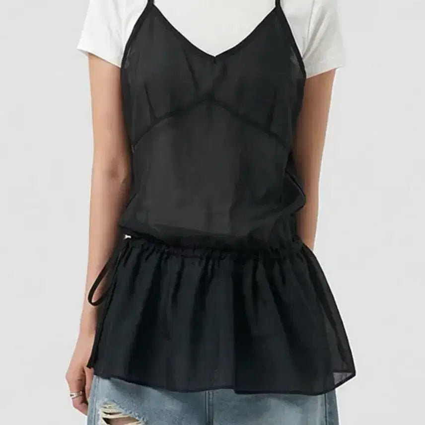 [BUNJANG] Onyui Chiffon Layered See-through Bustier Dress / [ 새상품 ] 에이블리 오뉴이 쉬폰 레이어드 시스루 뷔스티에 원피스