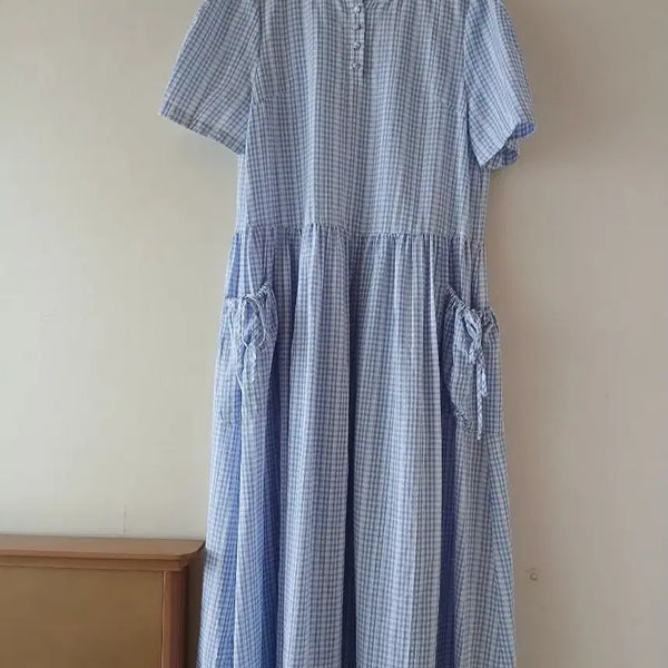 [BUNJANG] Bokabaka Check Pattern Long Dress / 보카바카원피스