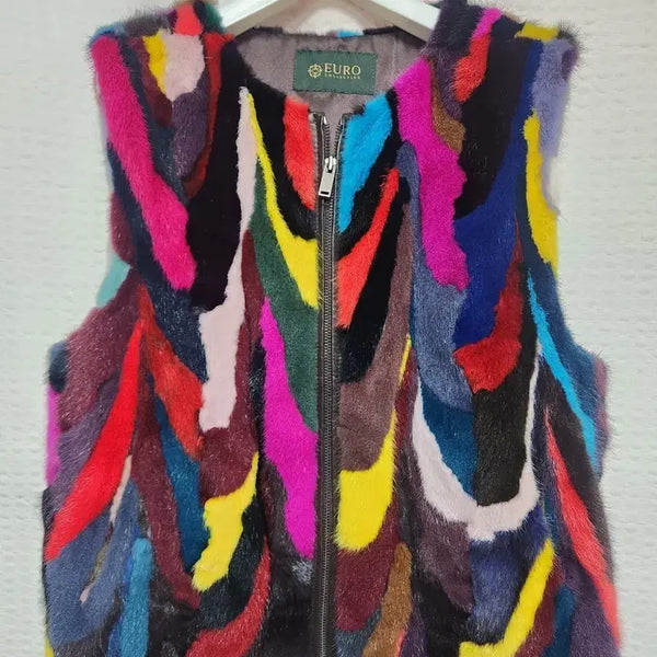 [BUNJANG] Euro Collection Mink Vest Multi-Color / 유로콜렉션 밍크 베스트 멀티 컬러
