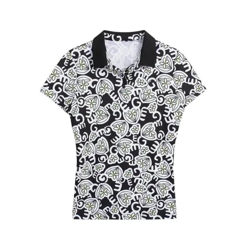 [BUNJANG] Elle Lettering Golf Short Sleeve Polo T-Shirt Women's 90 / 여성90/ 엘르 레터링 골프 카라 반팔 티셔츠