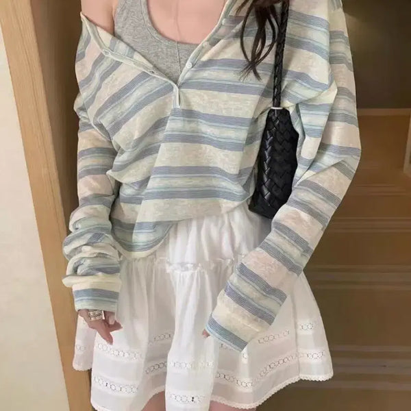 [BUNJANG] Striped V-Neck Knit / 스트라이프 브이넥 니트
