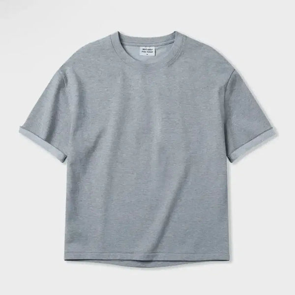 [BUNJANG] Gwangmandu x Yarr Collaboration Cropped Short-Sleeve T-Shirt (Melange Grey) / 광만두 콜라보 YARR 크롭 반소매 티셔츠 [멜란지 그레이]