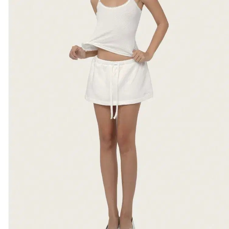 [BUNJANG] Glacier Basic Logo Mini Skirt White / 클리시어 베이직 로고 미니 스커트 화이트
