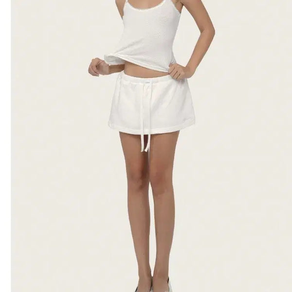 [BUNJANG] Glacier Basic Logo Mini Skirt White / 클리시어 베이직 로고 미니 스커트 화이트