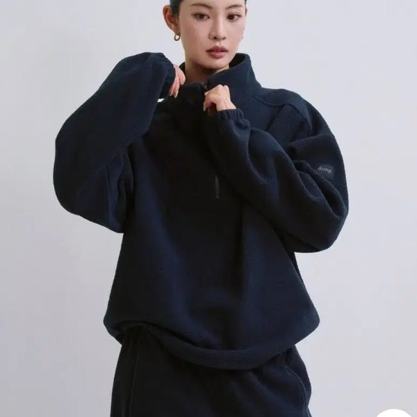 [BUNJANG] Damp Airy Warm Fleece Half Zip-up (Size M, Navy) / 댄프 에어리 웜 플리스 하프 집업 M 네이비