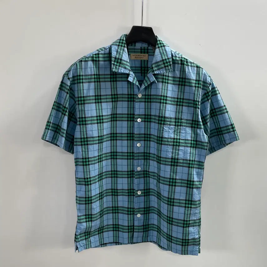 [BUNJANG] Burberry Nova Check Open Collar Short Sleeve Shirt / 버버리 노바체크 오픈카라 반팔 셔츠 (on.1823)