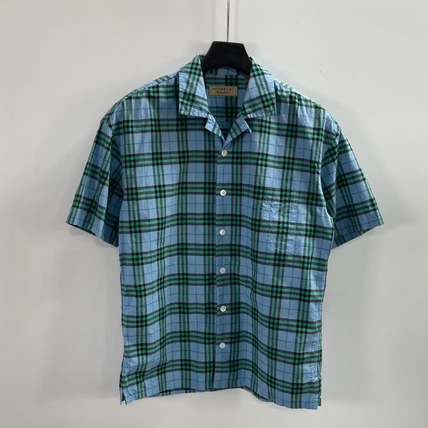 [BUNJANG] Burberry Nova Check Open Collar Short Sleeve Shirt / 버버리 노바체크 오픈카라 반팔 셔츠 (on.1823)