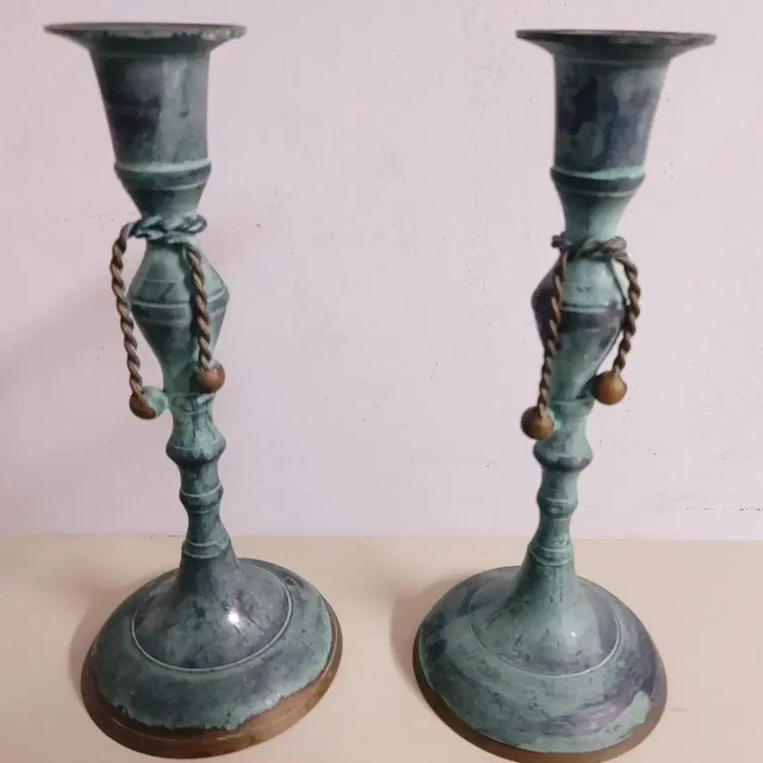 [BUNJANG] Vintage Bronze Candlestick Pair / 빈티지한 엔틱 청동촛대 2구일괄