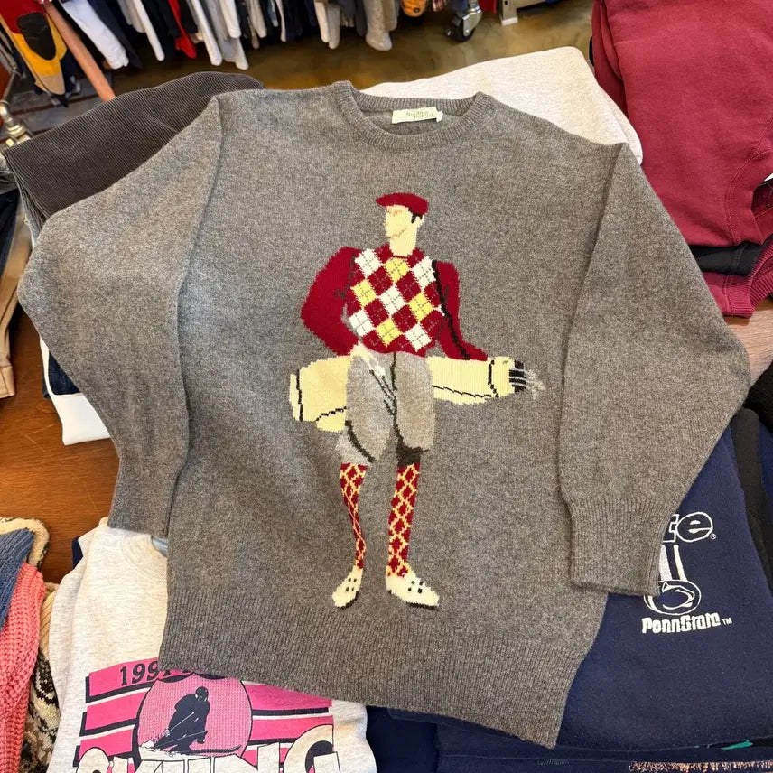 [BUNJANG] Smith & Telford Scottish Geelong Pure Lambswool Graphic Sweater / Smith & Telford 스코틀랜드 생산 질롱 퓨어 울 골퍼 그래픽