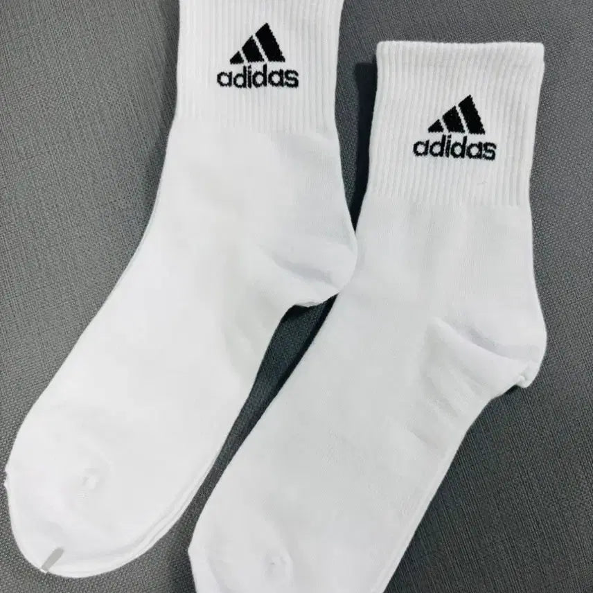 [BUNJANG] Adidas Mid-Calf Socks - White - 10 Pairs / (무료배송) 10켤레 데일리 아디다스 중목 양말 흰색