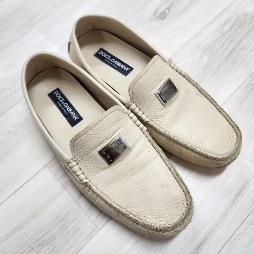 [BUNJANG] Dolce & Gabbana Ivory Leather Driving Loafers / 돌체앤가바나 드라이빙 슈즈 로퍼 아이보리