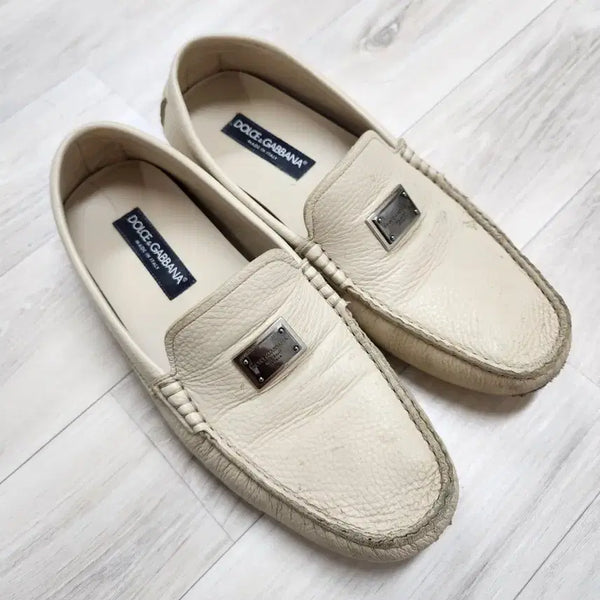 [BUNJANG] Dolce & Gabbana Ivory Leather Driving Loafers / 돌체앤가바나 드라이빙 슈즈 로퍼 아이보리