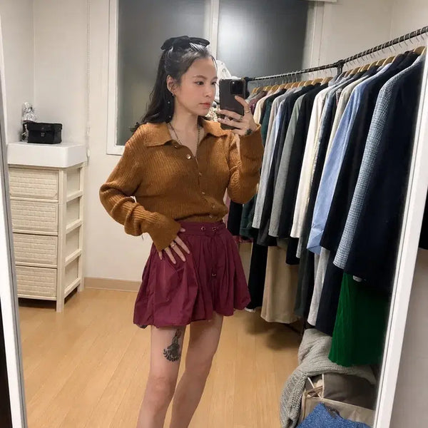 [BUNJANG] BIRD BY JUICY COUTURE Burgundy Pleated Skort / BIRD BY JUICY COUTURE 버건디 플리츠 치마바지