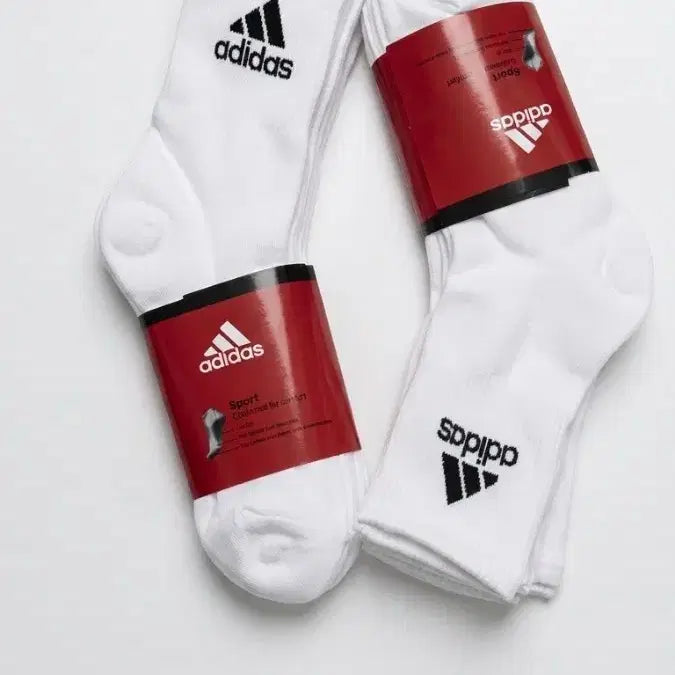 [BUNJANG] Adidas White Mid-Calf Socks (10 Pairs) / (무료배송) 10켤레 데일리 아디다스 흰색 중목 양말