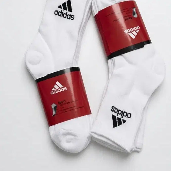 [BUNJANG] Adidas White Mid-Calf Socks (10 Pairs) / (무료배송) 10켤레 데일리 아디다스 흰색 중목 양말